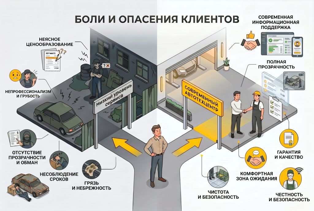Инфографика «Боли и опасения клиентов СТО»
